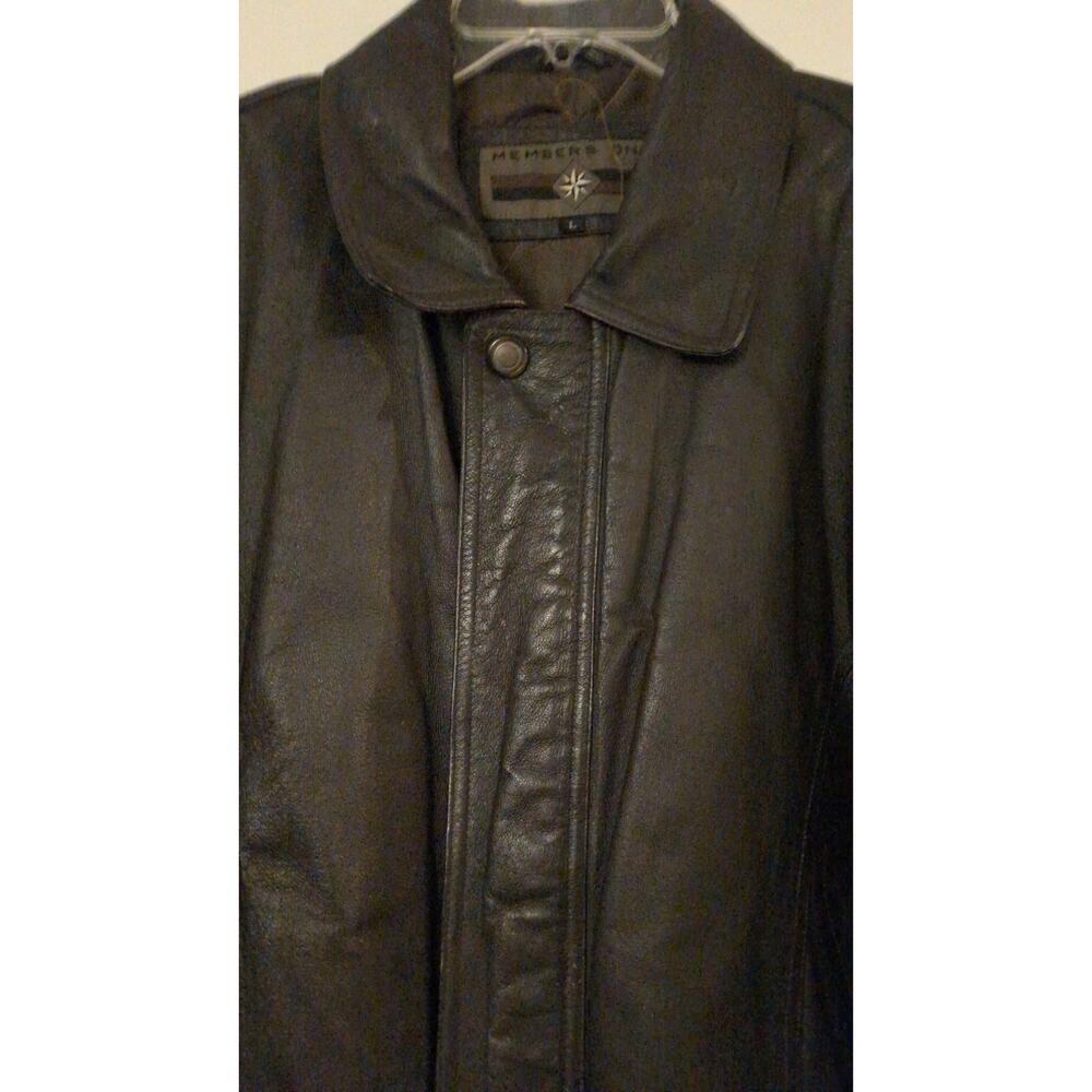 Vintage Mens Dark Brown Genuine Leather Bomber Jacket Members Only Large, Zip Up - Picture 2 of 10